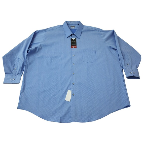 Van Heusen Other - Van Heusen Flex Big Fit Mens Dress Shirt Blue Geometric Stretch Long Sleeve NEW